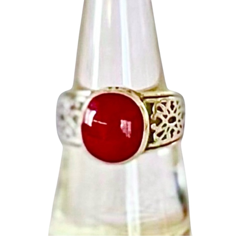 Silpada Sterling Silver Red Stone Ring • Size 7.5 • RARE & Retired • LIKE NEW
